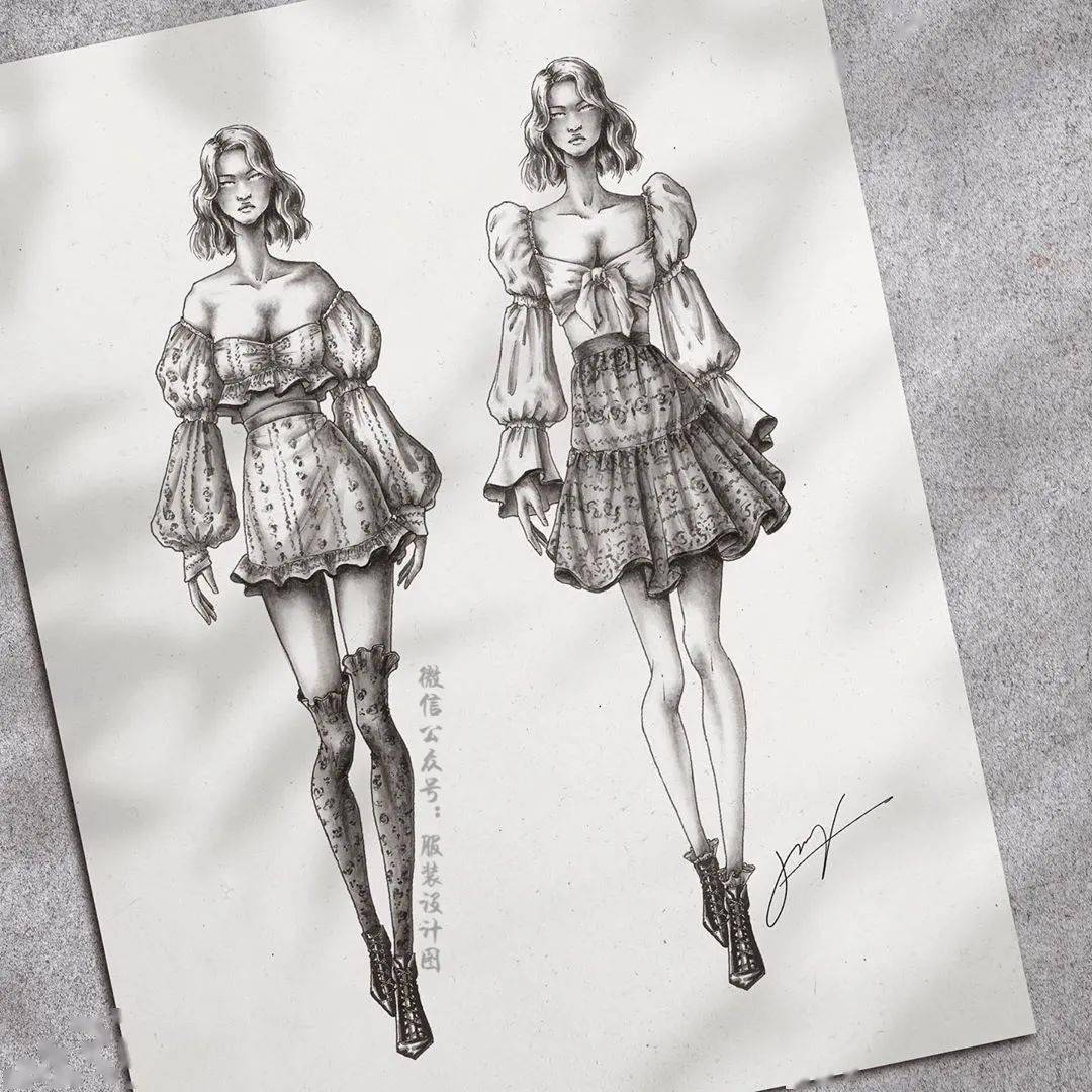 速写系列线稿设计时装画(服装设计图--时装效果图)